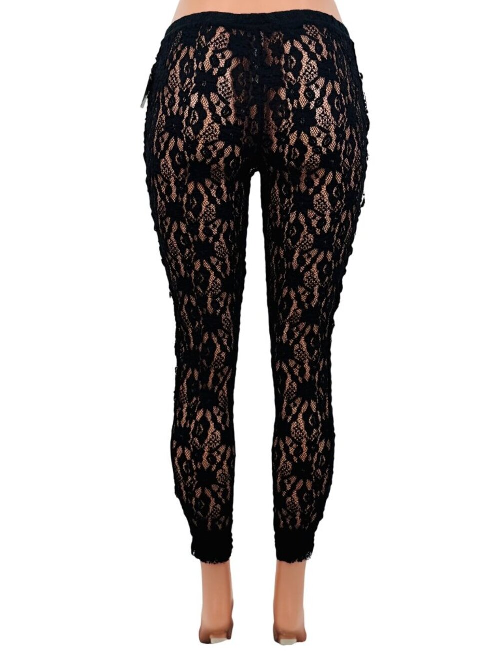 NWT Free People Black Sheer Floral Lace Leggings | Whimsigoth Dark Coquette Boho - Picture 8 of 16